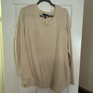 Tan sweater with rounded hem from Lane Bryant, size 18/20